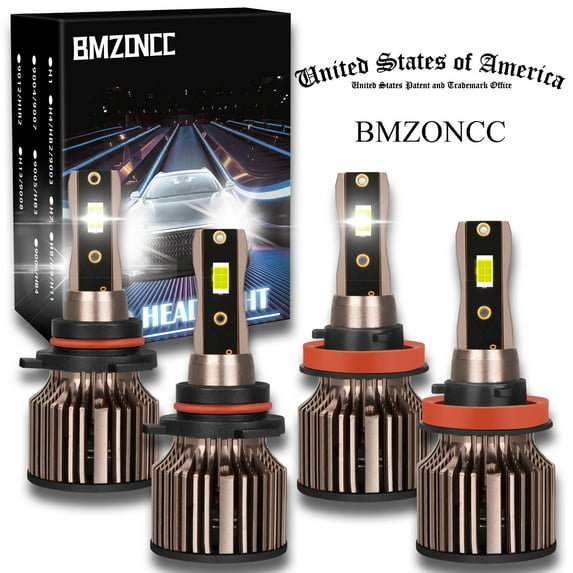 9005 H11 LED Headlight Bulbs Combo, High Low Beam Replacement, 10000LM 6000K Cool White, Bright LED Headlight Bulbs, Pack of 4