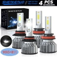 thumbnail image 1 of 9005 H11 LED Headlight Bulbs Combo, High Low Beam Replacement, 12000LM 6000K Cool White, Wireless Headlight LED Bulbs, Pack of 4, 1 of 10