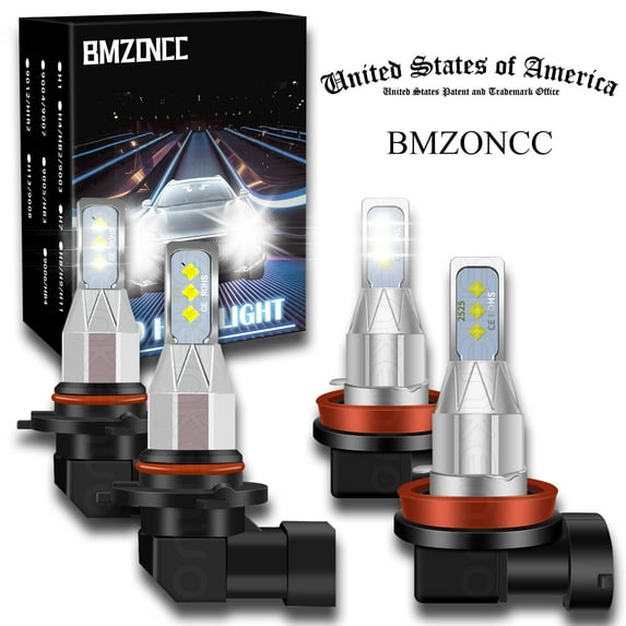 9005 H11 LED Headlight Bulbs Combo, High Low Beam Replacement, 8000LM 6000K Cool White, Wireless Headlight LED Bulbs, Pack of 4