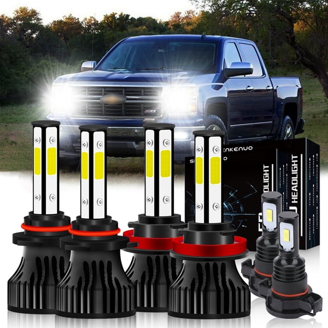 AUIMSOCO LED Headlight Kit 6500K 6 Bulbs Hi/Low/Fog For Chevy Avalanche 2007-2013 – HB3/H11/H16