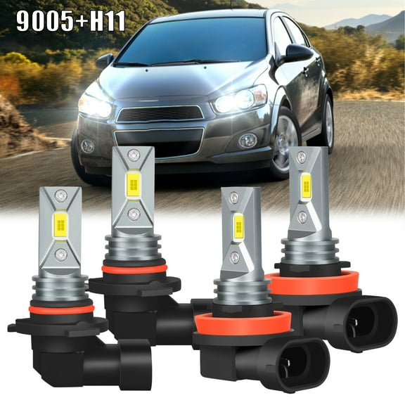 9005 H11 LED Headlight Bulbs for Chevrolet Sonic 2012 2013 2014 2015 2016 2017 2018 2019 2020 High&Low Beam 4pcs