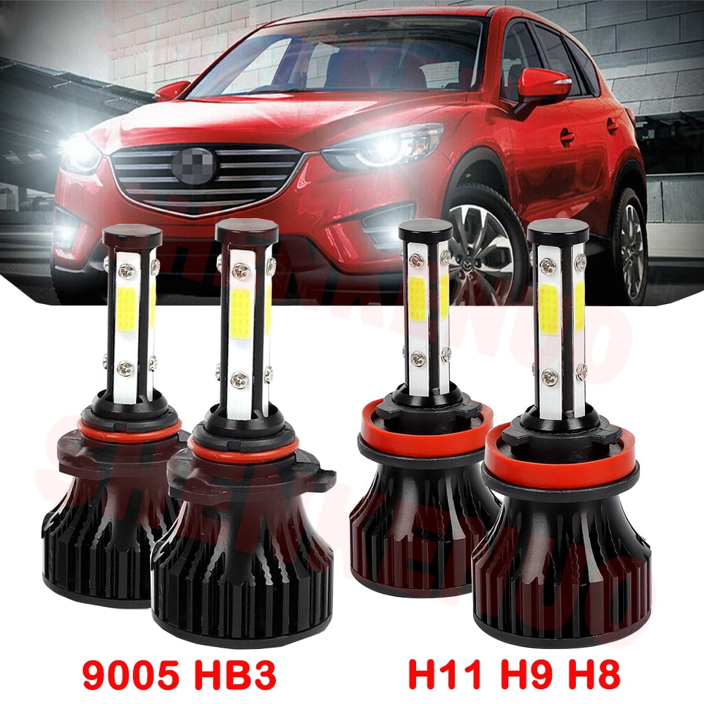 9005 H11 LED Headlight Bulbs for Mazda CX-9 2007 2008 2009 2010 2011 2012  2013 2014 2015 High&Low Beam 4pcs