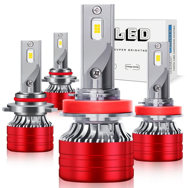 9005+H11 LED Headlight Combo 4 High Low Beam Bulbs Kit Super White Bright Lamps 60W 10000LM