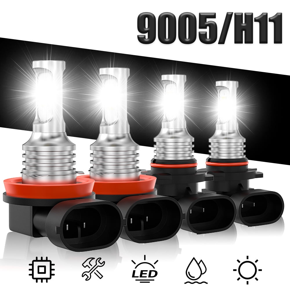 9005 H11 White LED Combo 4X Bulbs Headlight High Low Beam for peterbilt ...