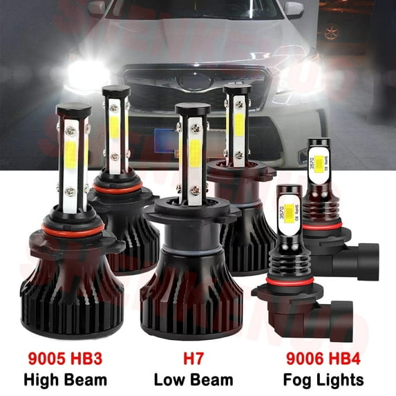 9005 H7 High&Low Beam for Subaru Legacy 2008 2009 LED Headlights 9006 Fog Lights 6pcs