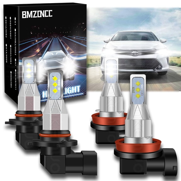 9005/HB3 H11/H9/H8 LED Bulbs Combo, Super Bright Cool White, Plug and Play, Pack of 4