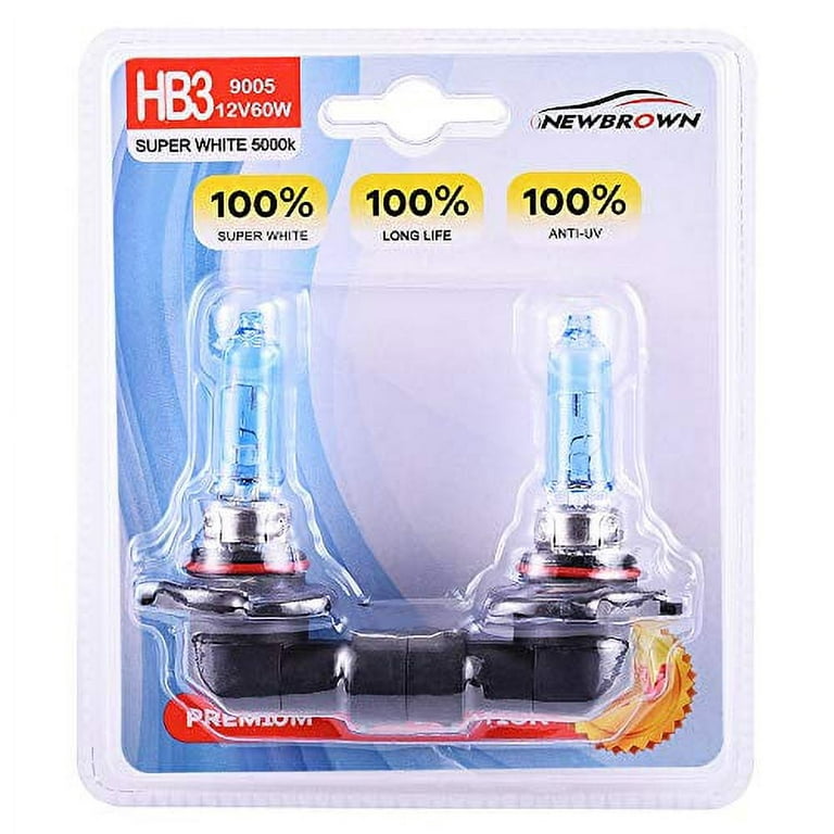9005 HB3 Halogen Headlight Bulb with Super White Light Long Life  Replacement P20D 12V/60W (2 Pack)