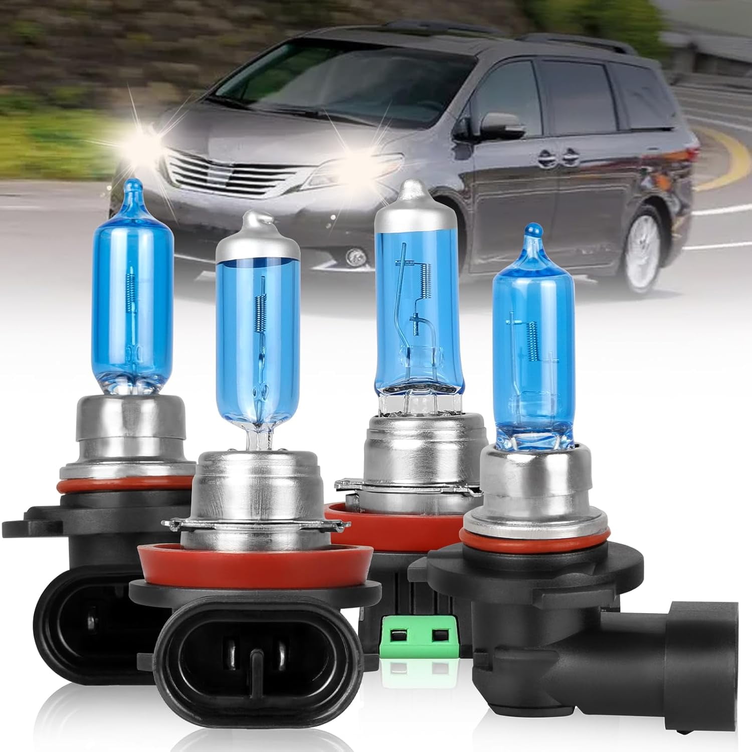 9005/HB3 Halogen High Beam Headlight Bulb+H11 Low Beam Light Bulbs For