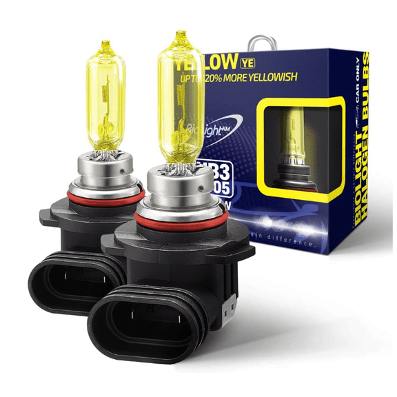 9005 HB3 Yellow Halogen Fog Light Bulbs 2500K Deep Yellow 12V 65W High Beam Pair