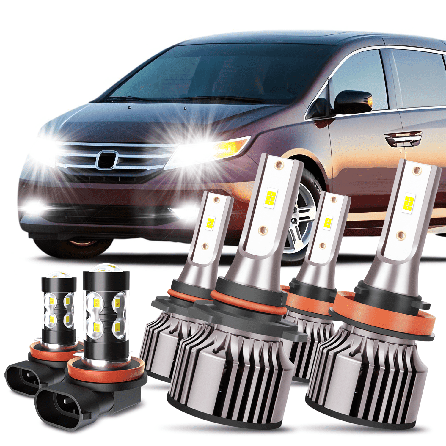 9005 High+H11 Low+H11 Fog Light for Honda Odyssey 2011-2020 LED Headlight 6000K White 6x