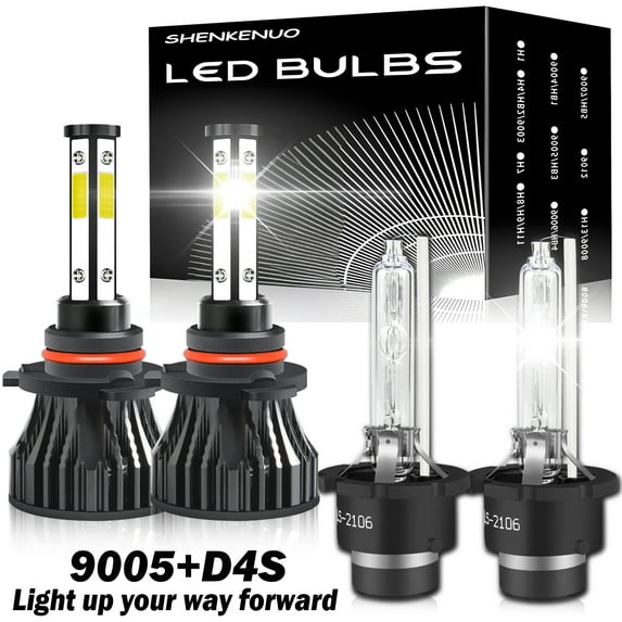 9005 LED High Beam Bulbs for Lexus GS430 2005 2006 2007 D4S Low Beam Xenon HID Headlights 4pcs