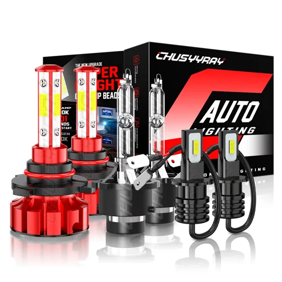 9005 LED High Beam + D2S HID Low Beam + H3 LED Fog Light Kit - 80000LM 6000K White Compatible for Nissan Maxima 2004 2005 2006 IP67 Waterproof 50,000Hrs - 6 Bulbs Plug and Play