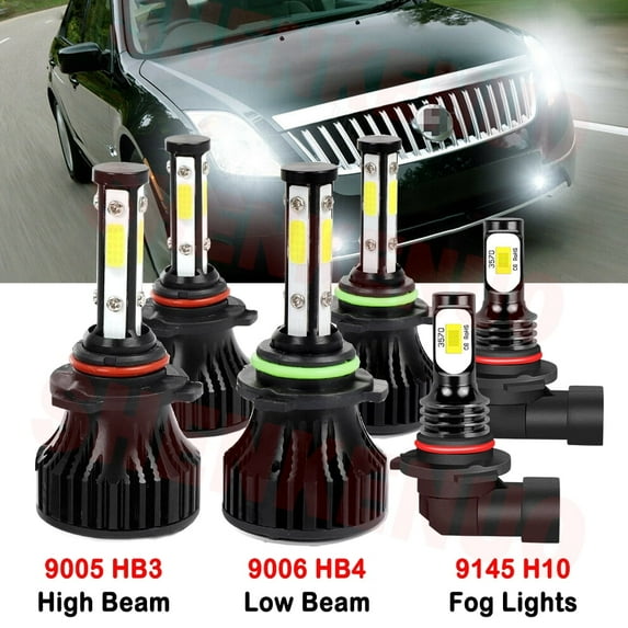 9006 9005 High&Low Beam for Mercury Cougar 2001-2002 LED Headlights 9145 Fog Lights 6pcs