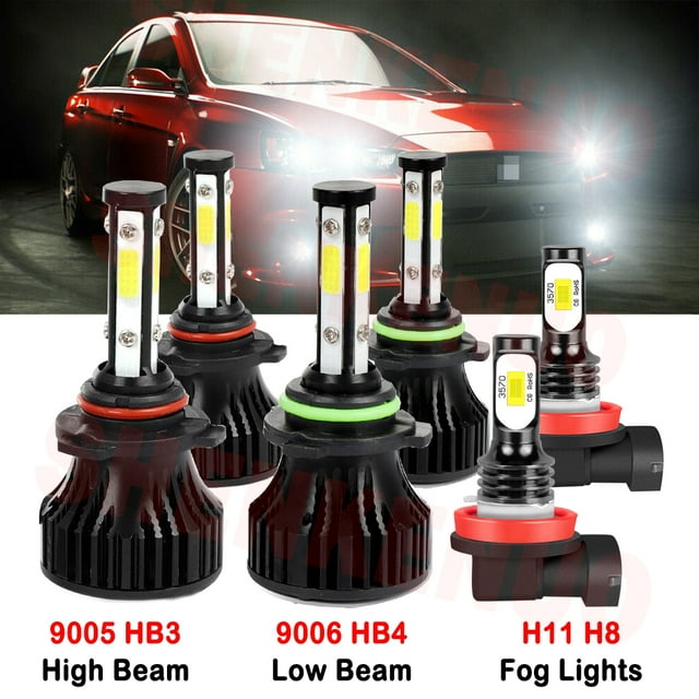 9006 9005 High&Low Beam for Mitsubishi Outlander 2007 2008 2009 2010 2011 2012 2013 LED Headlights H11 Fog Lights 6pcs