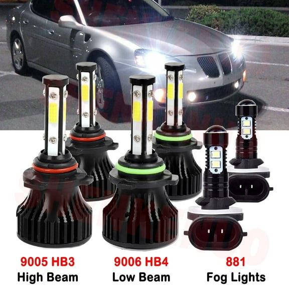 9006 9005 High&Low Beam for Pontiac Grand Prix 2004 2005 2006 2007 2008 LED Headlights 881 Fog Lights 6pcs