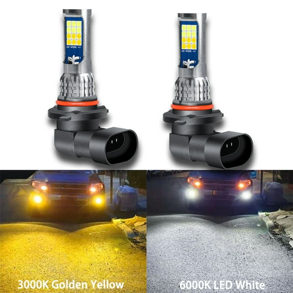 9006 White/golden Yellow LED Fog Light Bulb Dual Color Switchback Strobe Flash