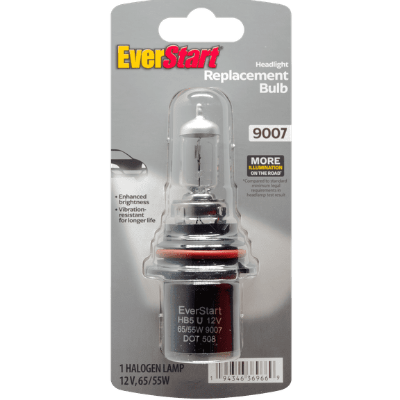 EverStart 9007 Halogen Headlight Bulb, 1 pack, Compatible with Multiple Cars