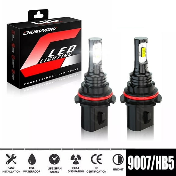 9007 HB5 LED Headlight High Low Beam Bulbs 6000K White 2x for Dodge Grand Caravan 1996-2007