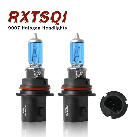 9007 Halogen Headlight Bulbs, 8000LM Per Set 4200K Warm White Wireless HB5 High Low Beam Headlight Hi/Lo, Pack of 2