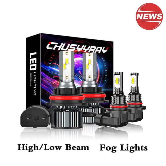 9007 High&Low+9145 Fog Light For Ford Ranger 2001-2011 LED Headlight Bulbs White 4pcs CHUSYYRAY
