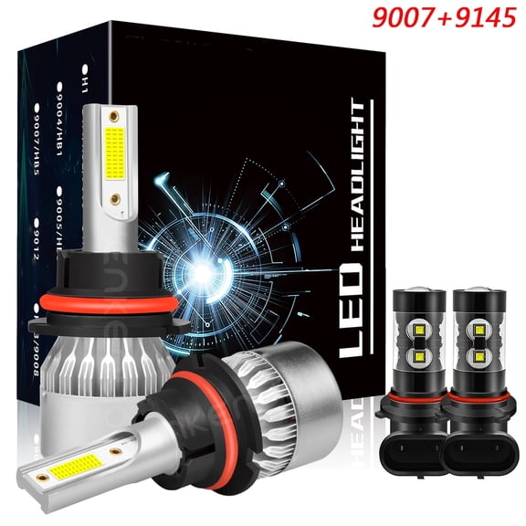 9007 High&Low+9145 Fog Light for Ford F250 1997-1999 LED Headlight Bulbs White 4pcs