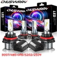 thumbnail image 1 of 9007 LED Headlight Hi/Low Dual Beam+5202/2504 Fog Light Bulbs Kit Plug&Play 6000K，Pack of 4, 1 of 12