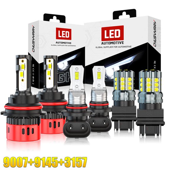 9007 LED Headlights High Low + 9145 Fog Light Bulb 3157 Turn Signal Light 6X For Ford Ranger 2001-2011