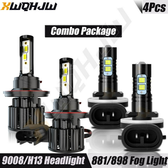 9008/H13 + 881/898 Combo For Car Solstice 2008-2009 LED Headlight Fog Light Bulb Set of 4