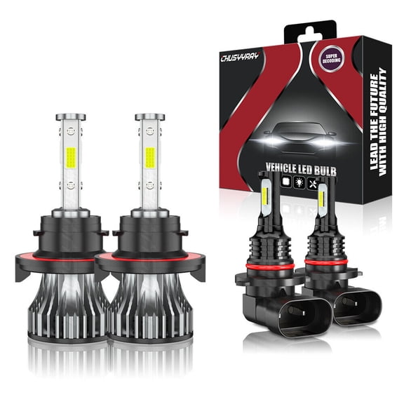 9008/H13+9006 LED Headlight Hi/Lo Beam + Fog Light 4X Bulbs Combo Kit For Ford Expedition 2007-2014