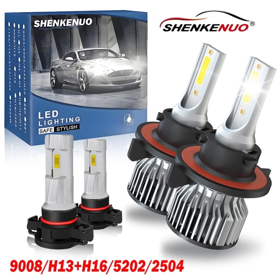 9008 H13 H16 2504 5202 LED Headlight Bulbs Fog Light Conversion Kit WhitePack of 4