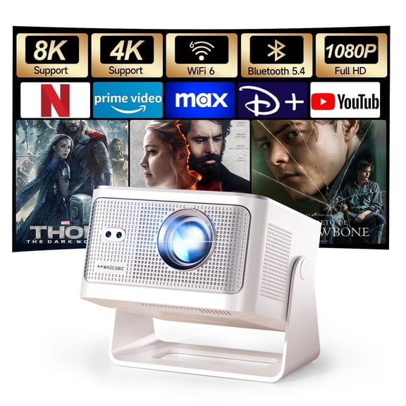 [900ANSI&Auto Focus] Magcubic 8K Support Native 1080P Full HD Projector, Auto Keystone Movie Projector with WiFi 6 & BT 5.4, Android 14 with Built-in Apps, Smart Projector for Home Theater