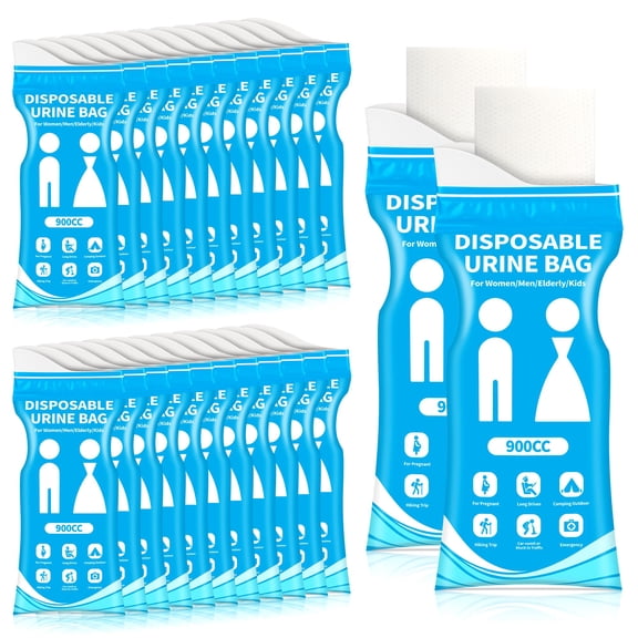 900CC Disposable Urine Bags, 24/50 Pack Camping Pee Bags, Disposable Urinals for Travel, Emergency Portable Toilet for Men Women Kids