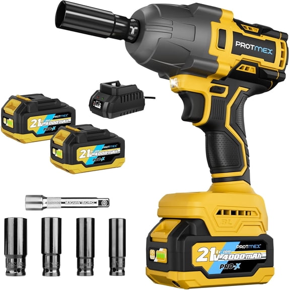 900Ft-lbs 1/2 Inch Cordless Impact Wrench 1200N.m High Torque Brushless Electric Impact Gun, 2x4.0Ah Batteries Variable Speed Power Impact Wrench for Car Pickup Truck/Mower