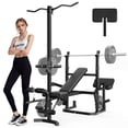 thumbnail image 1 of 900LBS Olympic Weight Bench,9 in 1 Multifunction Strength Training Bench with Leg Extension, Preacher Curl Pad and LAT Pulldown for Home Gym,Black, 1 of 9