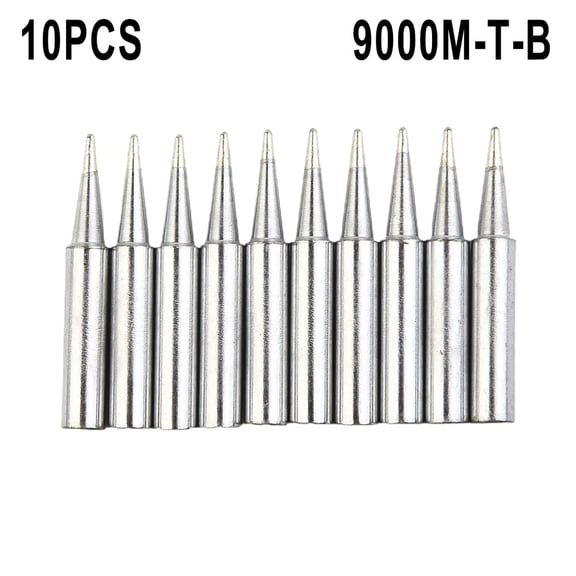900M-T-B Iron Alloy Soldering Iron Tips Set 10 Pcs Chrome Plated Replacement Tips for Soldering Station 6.3mm Outer Diameter Silver