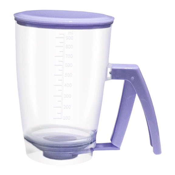 900ML Batter Dispenser Pancake Cupcake Batter Separator with Measuring Lines and Squeeze Handle Bracket,Cookie Cake Waffles Cream Egg Liquid Speratator Measuring Baking Tools, 1Pc(Clear,4.6x3.1x6.5")