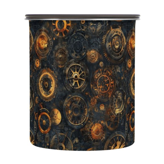 900ML Food Storage Container Food Storage Tank Coffee Storage Container 304 Food Grade Stainless Steel Corrosion Resistant Cartoon Steampunk Gears