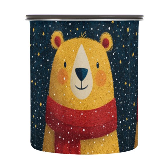 900ML Food Storage Container Food Storage Tank Coffee Storage Container 304 Food Grade Stainless Steel Corrosion Resistant Christmas Yellow Bear