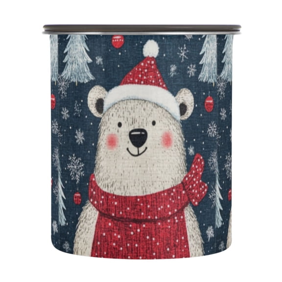 900ML Food Storage Container Food Storage Tank Coffee Storage Container 304 Food Grade Stainless Steel Corrosion Resistant Cute Christmas Bear