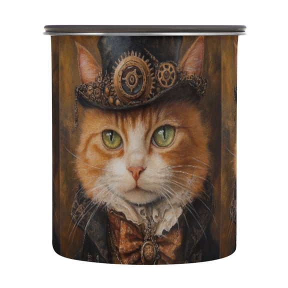900ML Food Storage Container Food Storage Tank Coffee Storage Container 304 Food Grade Stainless Steel Corrosion Resistant Jazz Cat