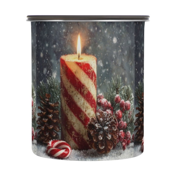900ML Food Storage Container Food Storage Tank Coffee Storage Container 304 Food Grade Stainless Steel Corrosion Resistant Red Christmas Candle