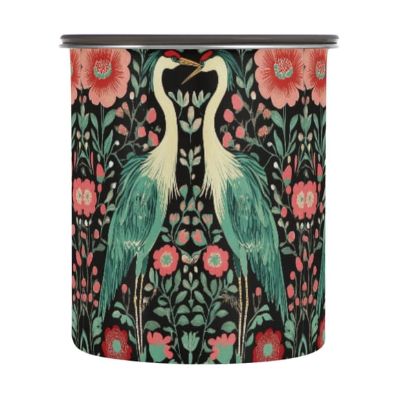 900ML Food Storage Container Food Storage Tank Coffee Storage Container 304 Food Grade Stainless Steel Corrosion Resistant Two Beautiful Cranes