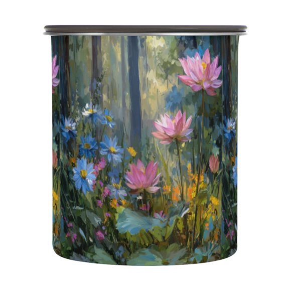 900ML Food Storage Container Food Storage Tank Coffee Storage Container 304 Food Grade Stainless Steel Corrosion Resistant Vibrant Pink Lotus