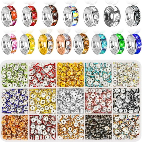 8mm Rondelle Spacer Beads, 900 Pieces, Multicolor Crystal Glass Jewelry Accessories for Jewelry Making