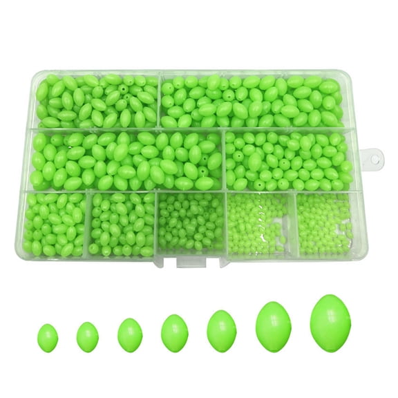 900Pcs Fishing Beads Glow Oval Shape Float Beads Fishing Leader Rigs Saltwater Fishing Lures Accessories