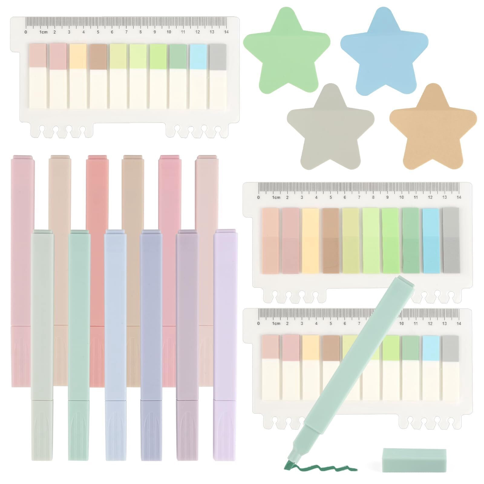 900Pcs Transparent Sticky Notes with 12Fluorescent Highlighters for ...