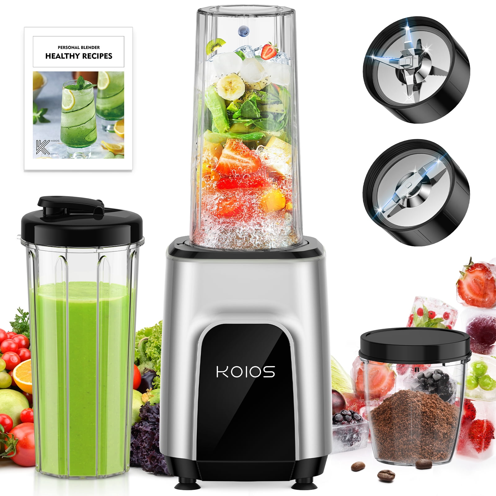 Blender Smoothie Portable OTE - Acier Inoxydable - Verre Borosilicate 400ml - 20,000 Tr/min - Vert