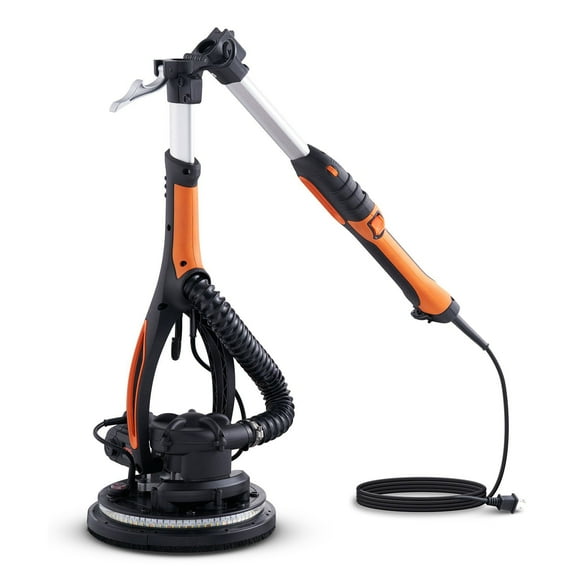 900W Drywall Sander Variable Speed (800-1800 RPM) w/ Self-Suction & LED Lights Includes 12 Sandpapers, Dust Bag & Extension Pole for Wall & Ceiling Sanding
