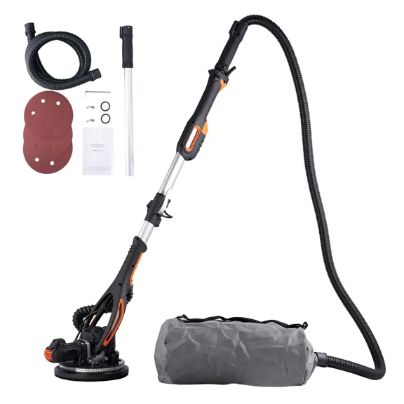 900W Drywall Sander with Brush Motor,800-1800RPM Variable Speed,and Self-Suction for Professional Wall Finishing