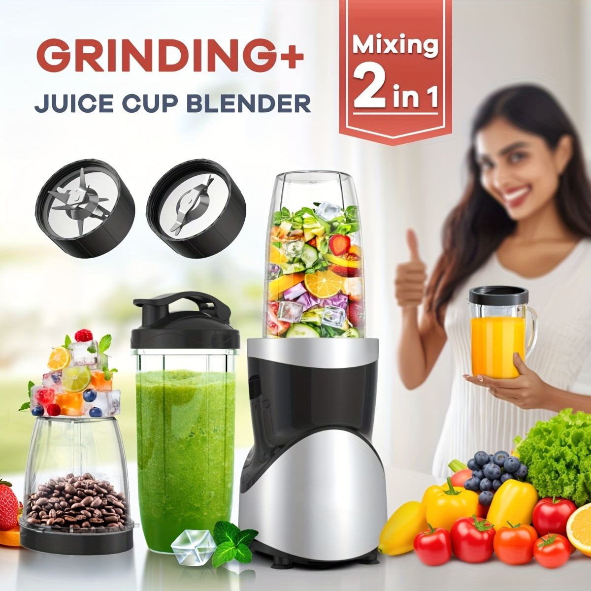 900W Personal Blender and Juicer Set, 15-Piece Smoothie and Milkshake ...